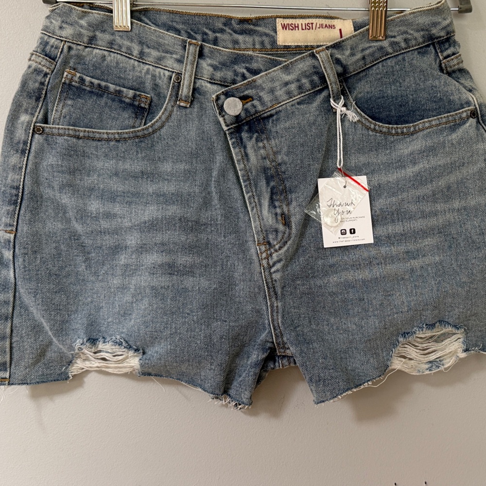 Wishlist Light Blue Distressed Denim Cutoff Shorts